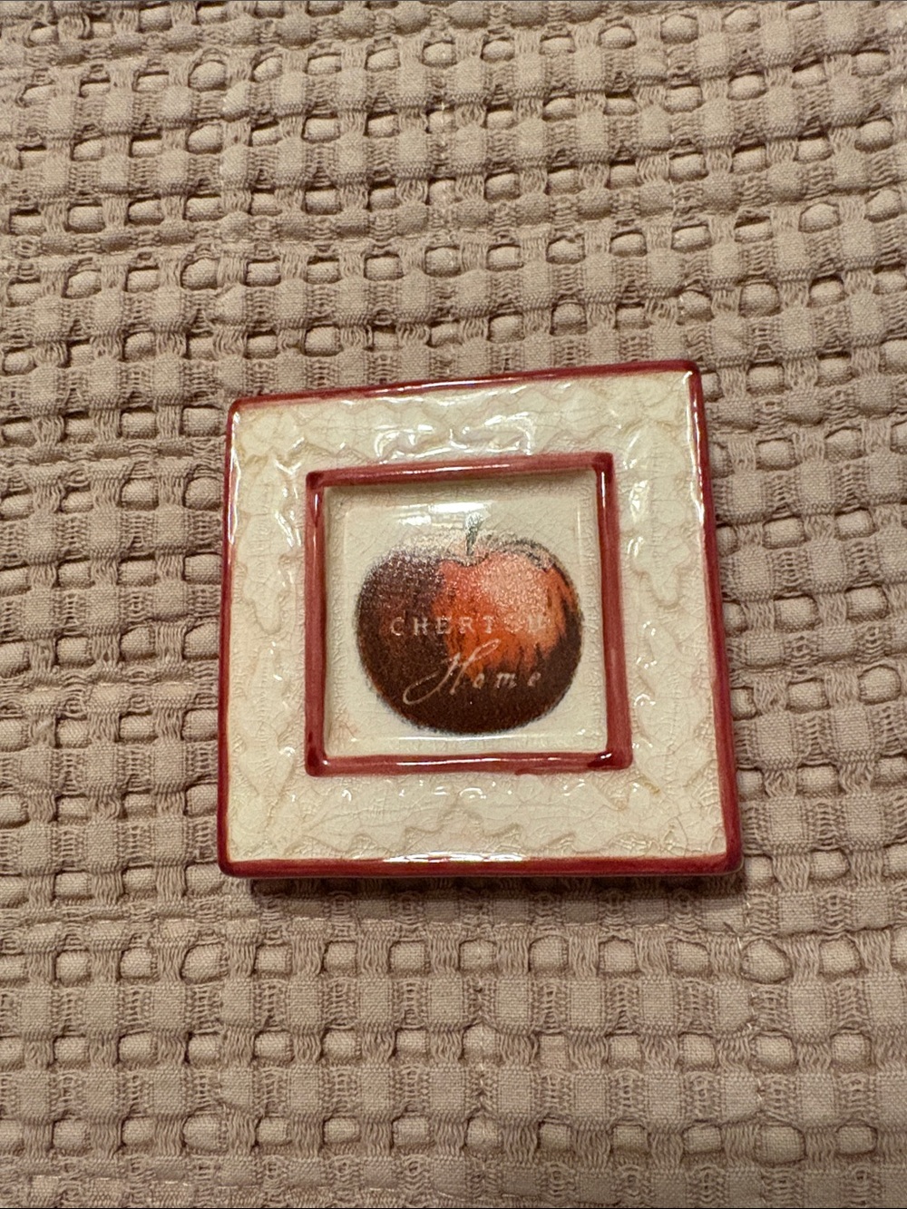 Russ Ceramic Apple Accent Tile - Red and Cream